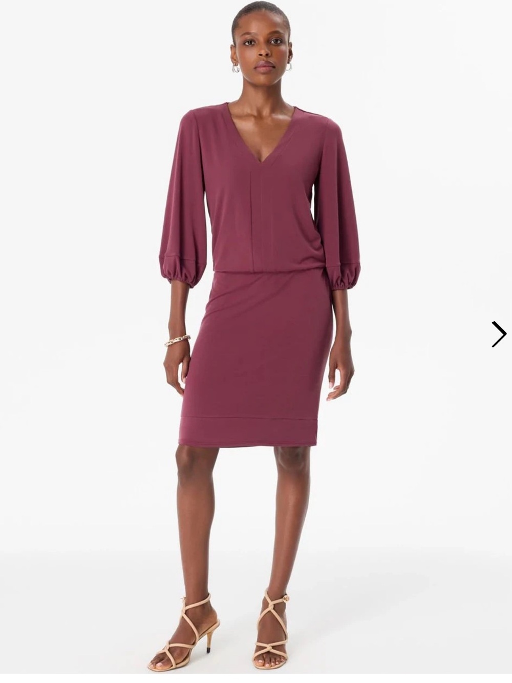 White House Black Market Plum V-Neck Long Sleeve Dress